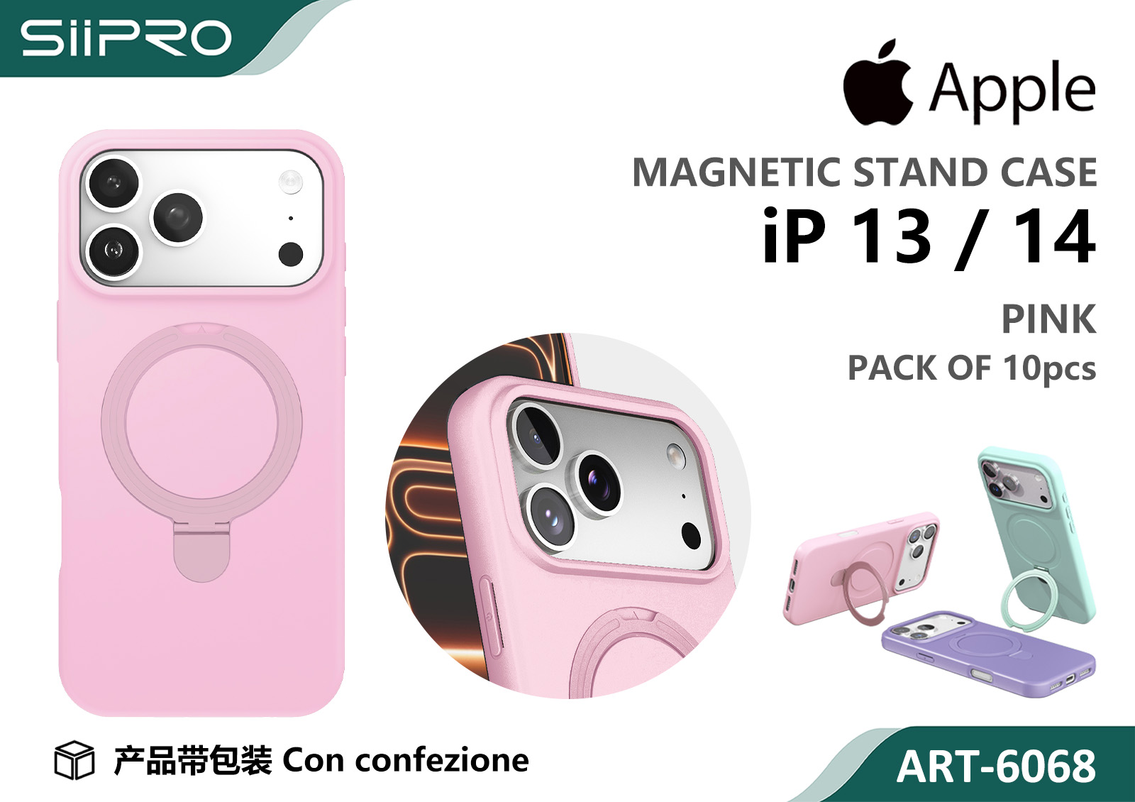 6068-IP13-IP14-PINK COVER MAGNETICO IP 13-IP 14 - immagine 1