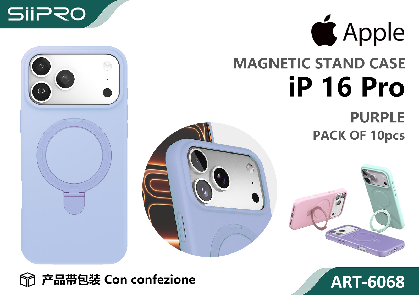 6068-IP16PRO-PURPLE COVER MAGNETICO IP 16PRO - immagine 1