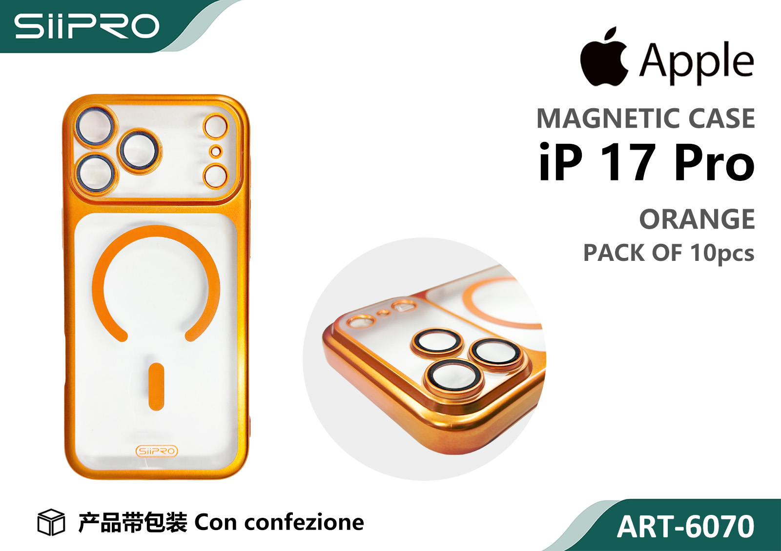 6070-IP17PRO-ORANGE COVER MAGNETICO IP 17PRO - immagine 1
