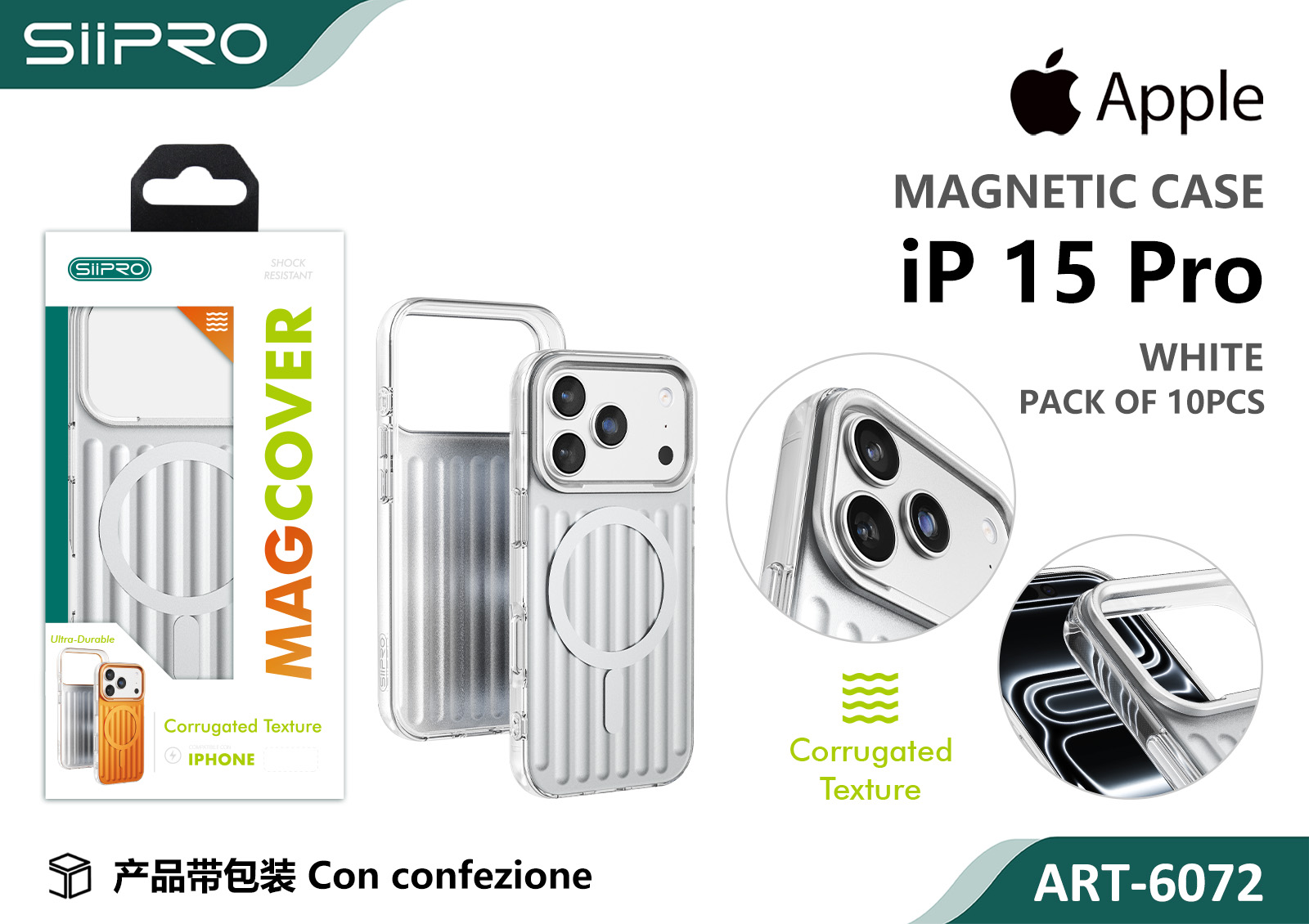 6072-IP15PRO-WHITE COVER MAGNETICO IP 15PRO - immagine 1