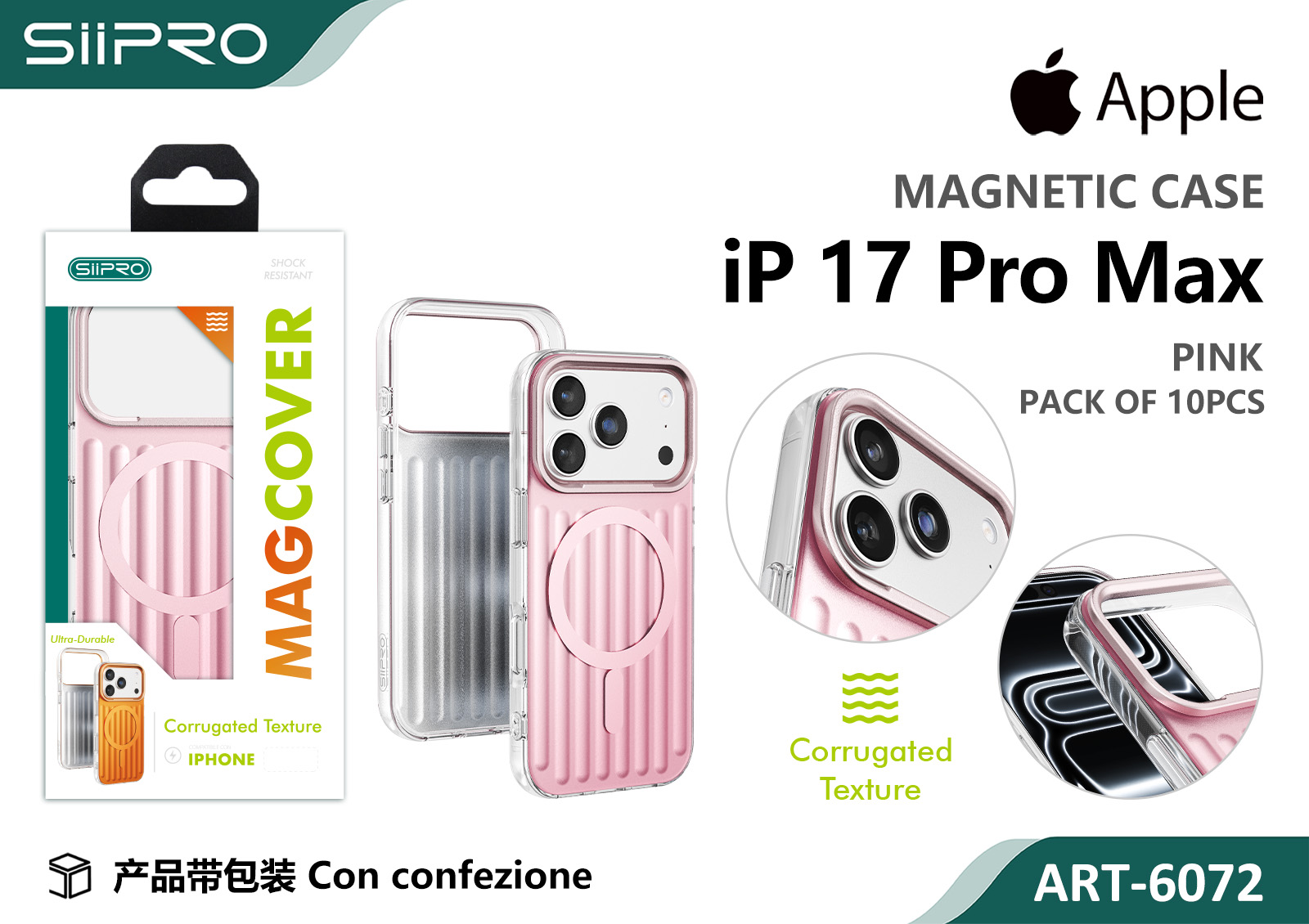 6072-IP17PROMAX-PINK COVER MAGNETICO IP 17PROMAX - immagine 1