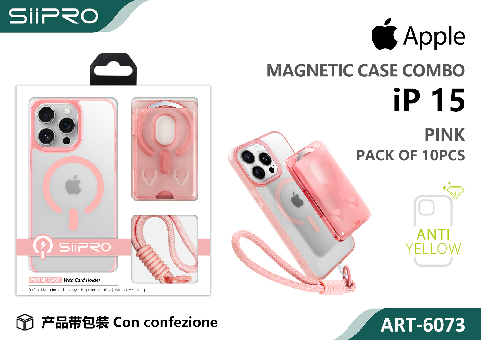 6073-IP15-PINK COVER MAGNETICO IP 15 - immagine 1