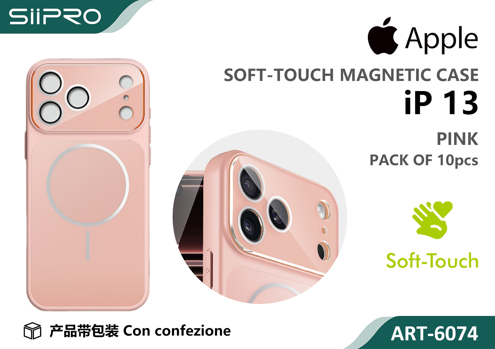 6074-IP13-PINK COVER MAGNETICO IP 13 - immagine 1