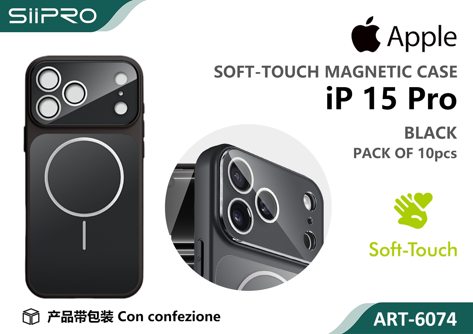 6074-IP15PRO-BLACK COVER MAGNETICO IP 15PRO - immagine 1