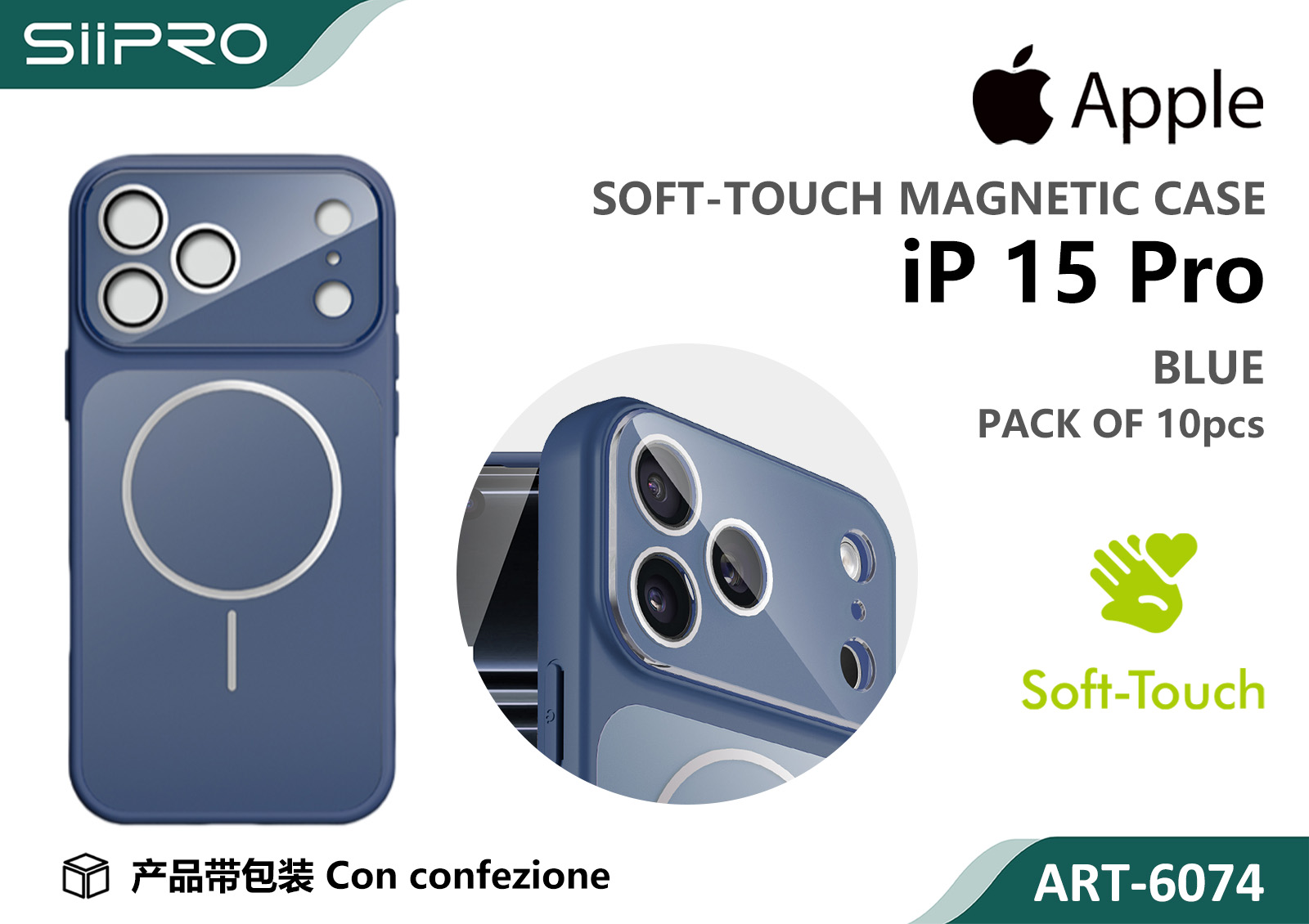 6074-IP15PRO-BLUE COVER MAGNETICO IP 15PRO - immagine 1