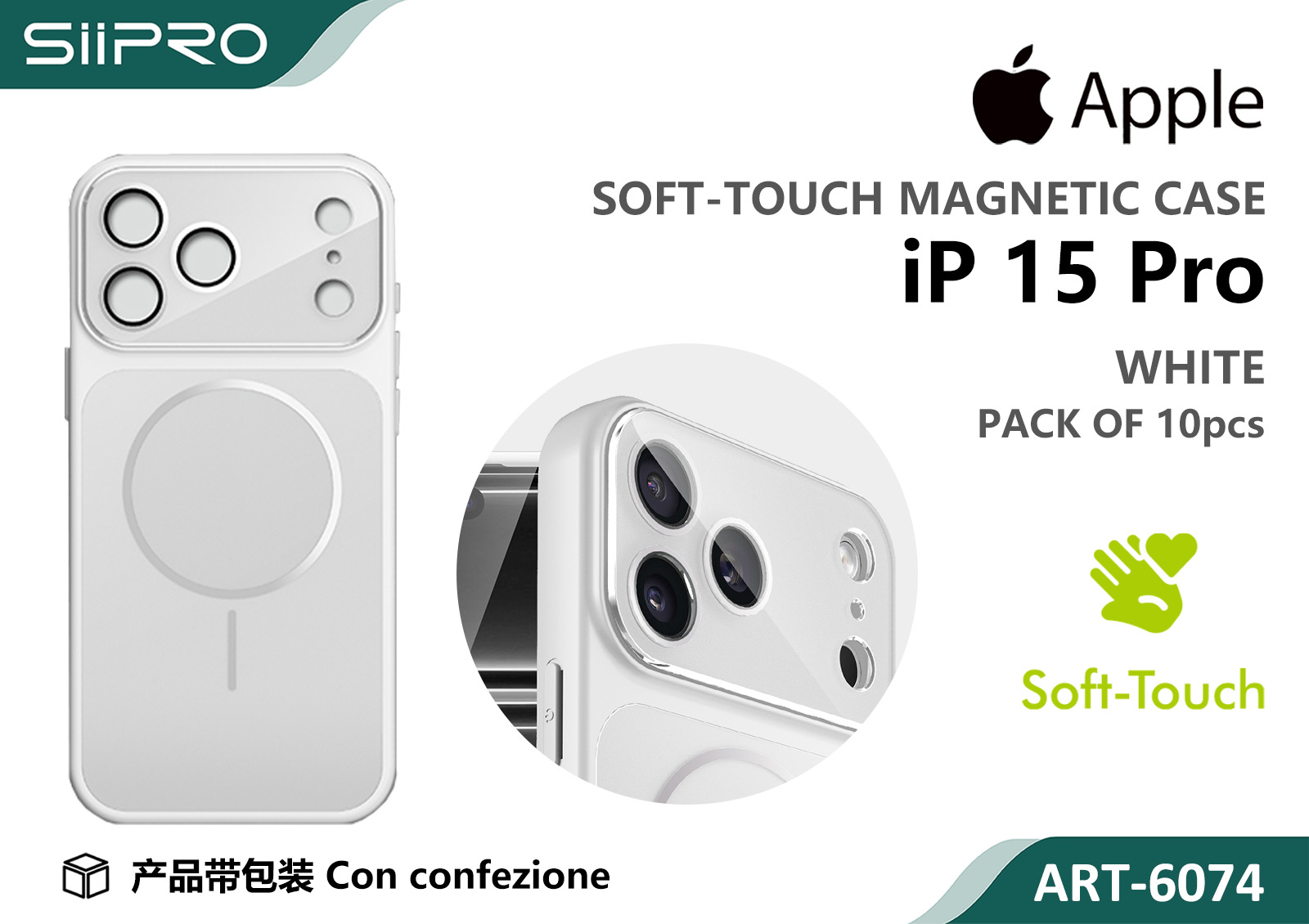 6074-IP15PRO-WHITE COVER MAGNETICO IP 15PRO - immagine 1