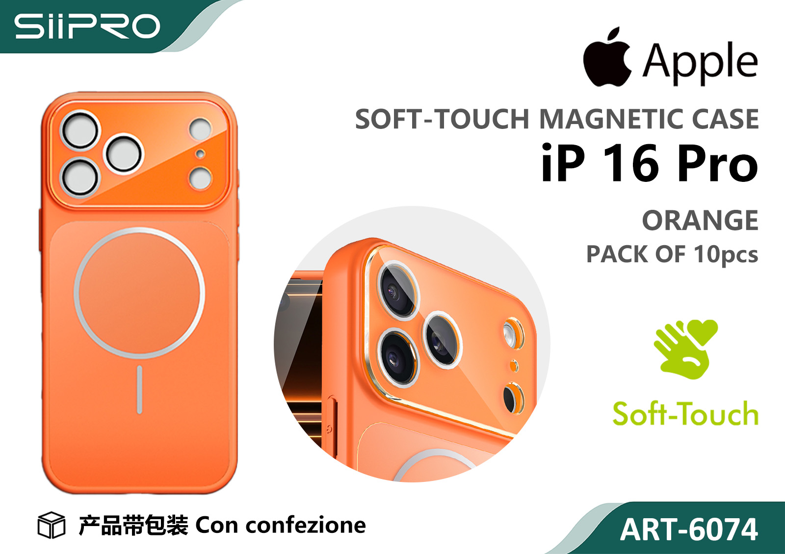 6074-IP16PRO-ORANGE COVER MAGNETICO IP 16PRO - immagine 1