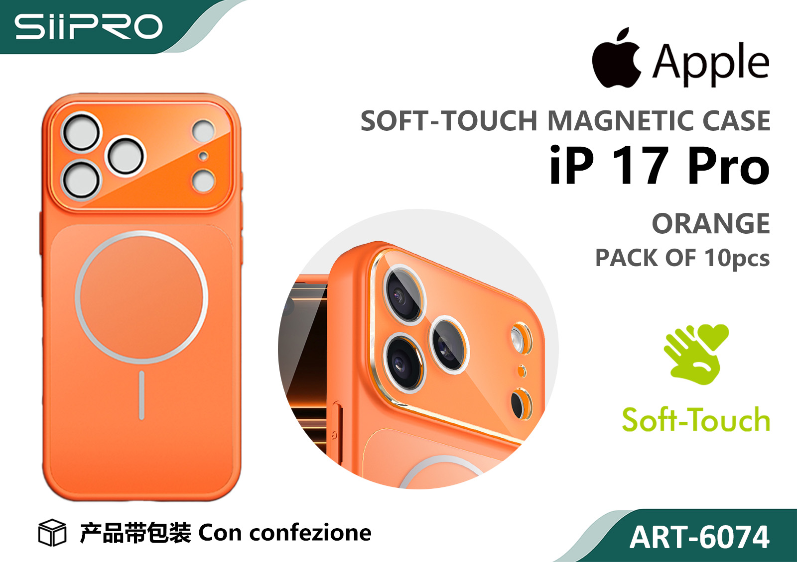 6074-IP17PRO-ORANGE COVER MAGNETICO IP 17PRO - immagine 1