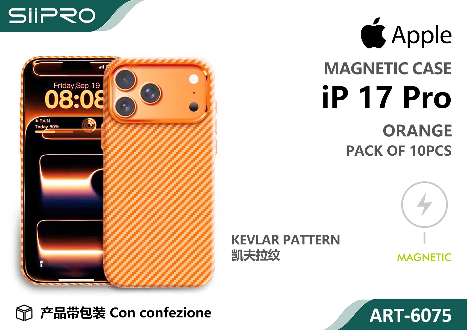 6075-IP17PRO-ORANGE COVER MAGNETICO IP 17PRO - immagine 1