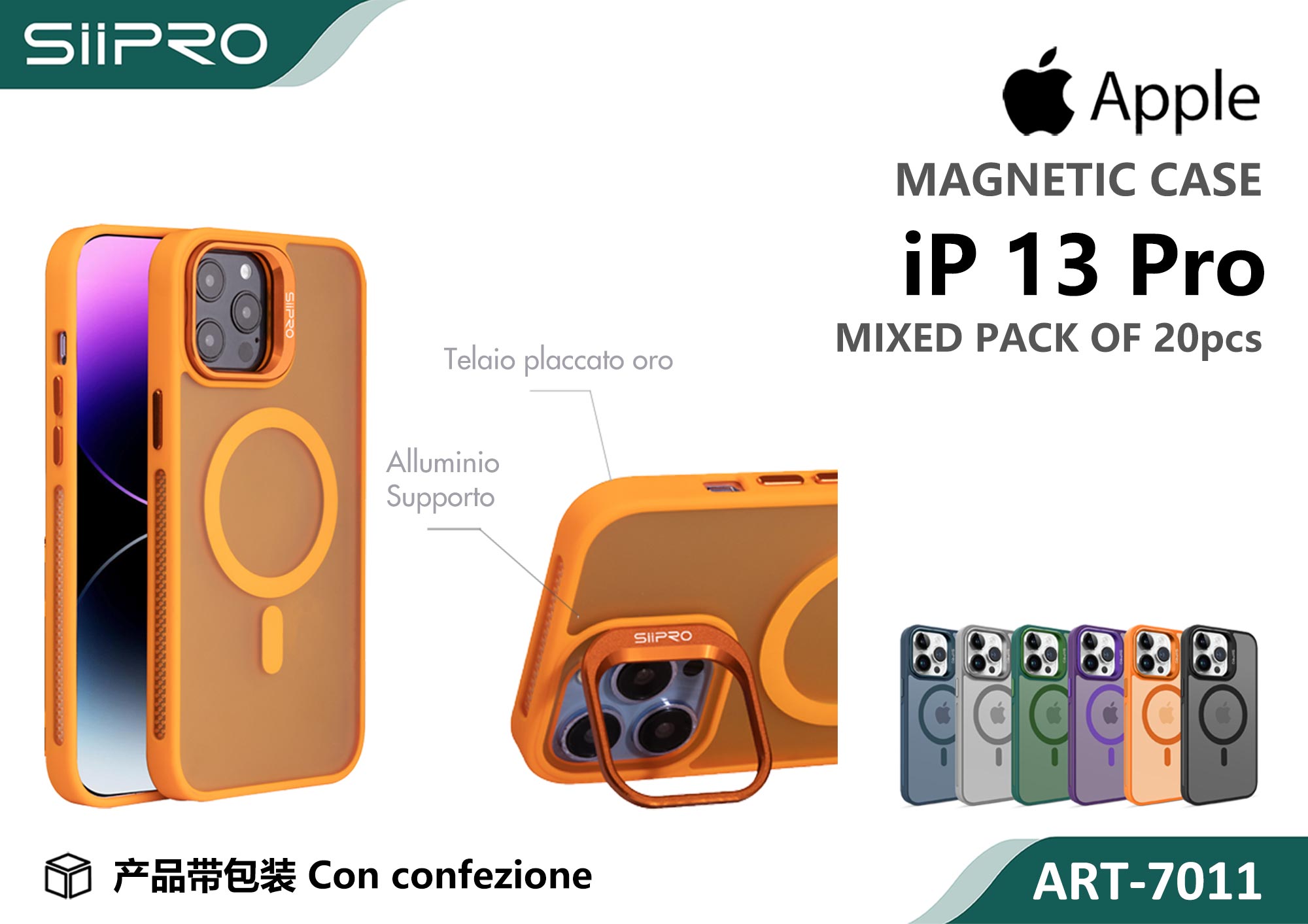 7011-IP13PRO COVER MAGNETICO CON SUPPORTO IP 13PRO - immagine 1