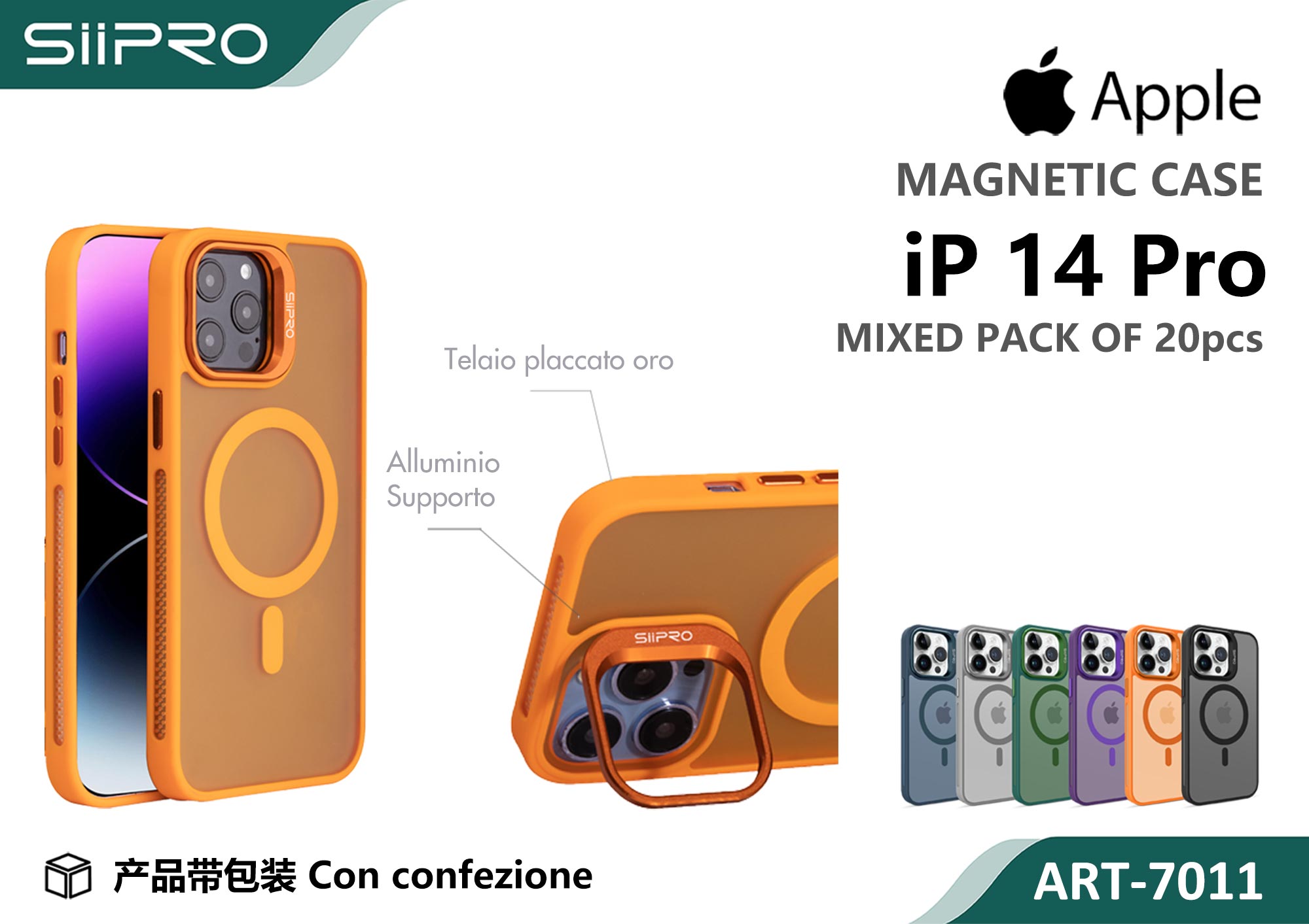 7011-IP14PRO COVER MAGNETICO CON SUPPORTO IP 14PRO - immagine 1