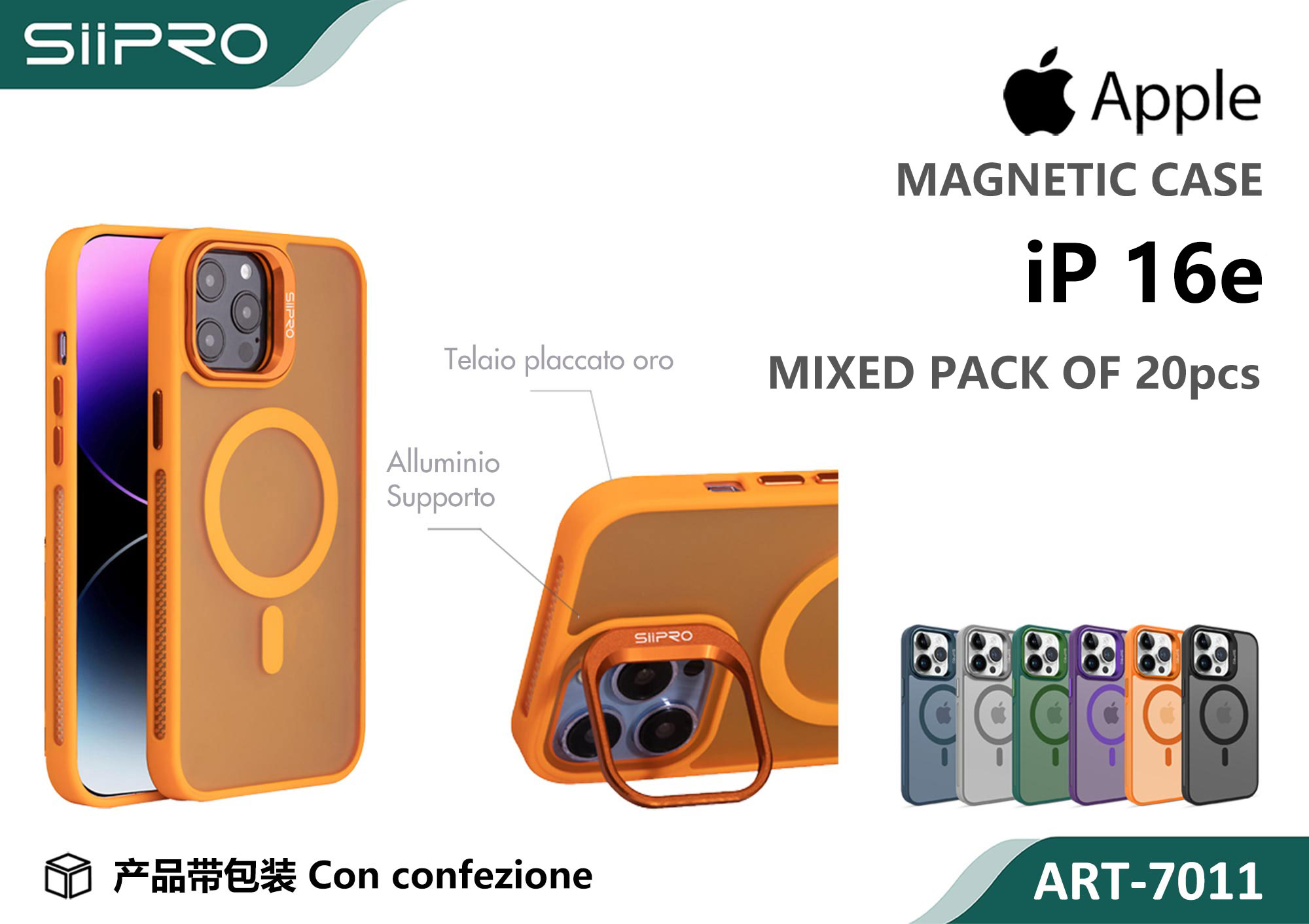7011-IP16E COVER MAGNETICO CON SUPPORTO IP 16E-17E - immagine 1