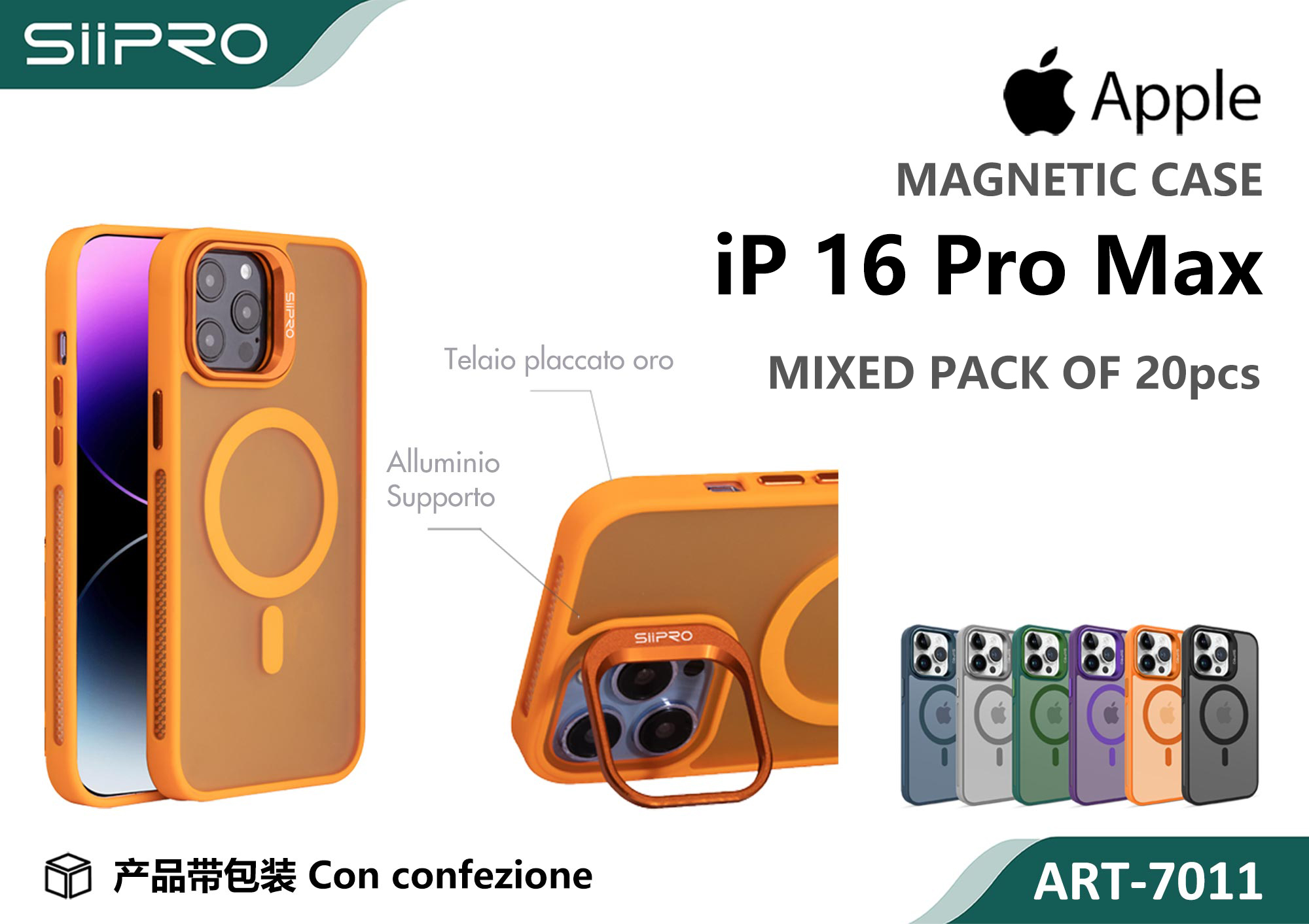 7011-IP16PROMAX COVER MAGNETICO CON SUPPORTO IP 16PROMAX - immagine 1