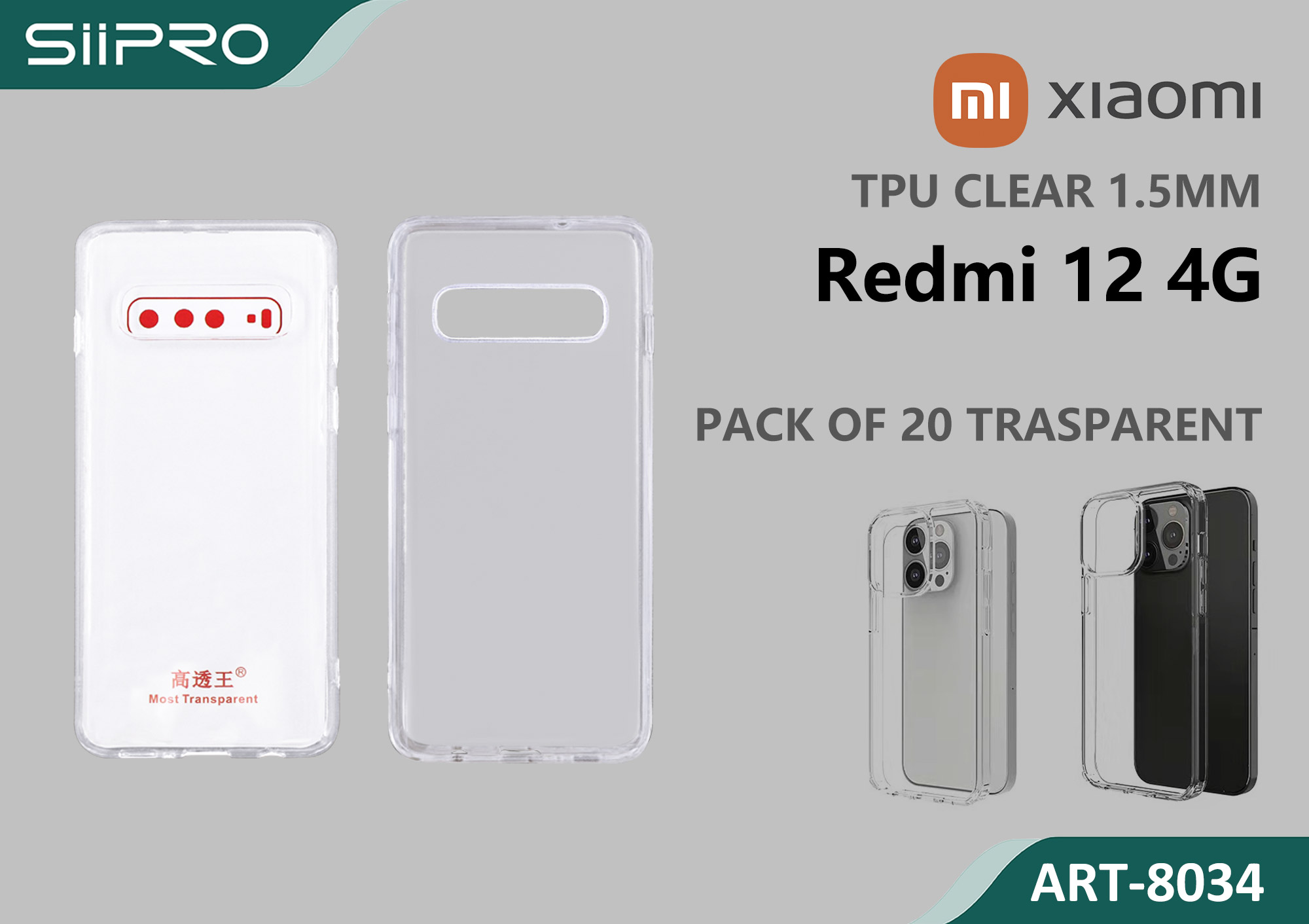 8034-REDMI12-4G TPU CLEAR 1.5MM XIAOMI REDMI12-4G - immagine 1