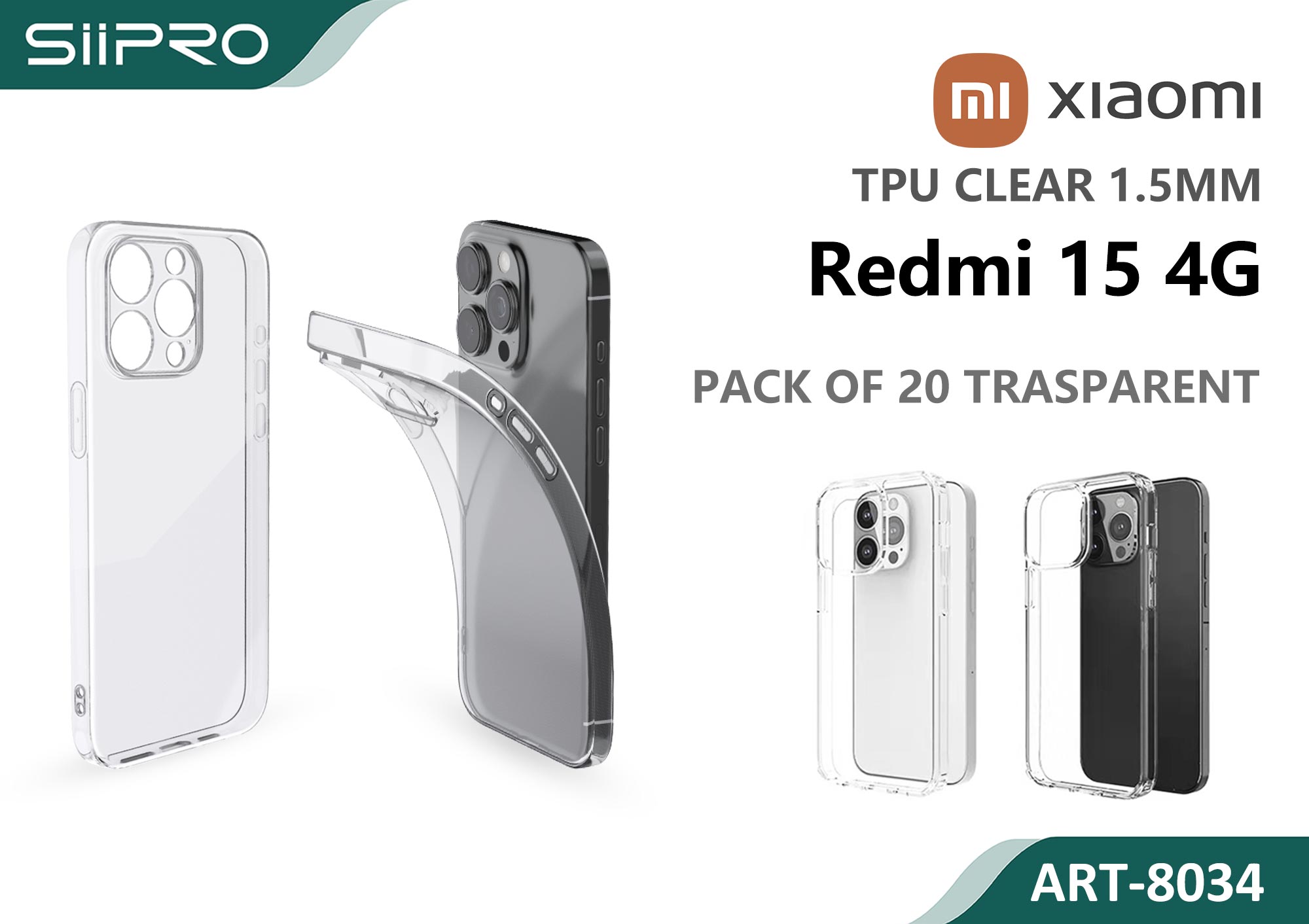 8034-REDMI15-4G TPU CLEAR 1.5MM XIAOMI REDMI15-4G - immagine 1