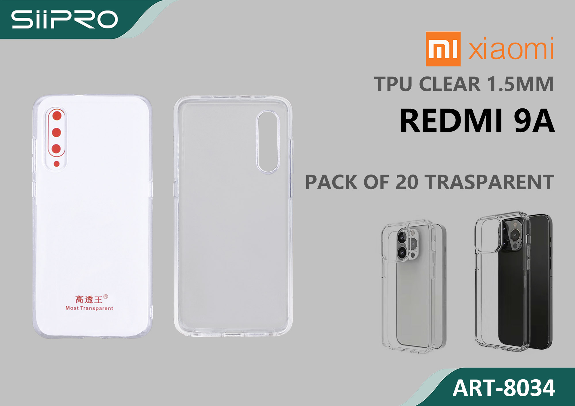 8034-REDMI9A TPU CLEAR 1.5MM XIAOMI REDMI9A - immagine 1