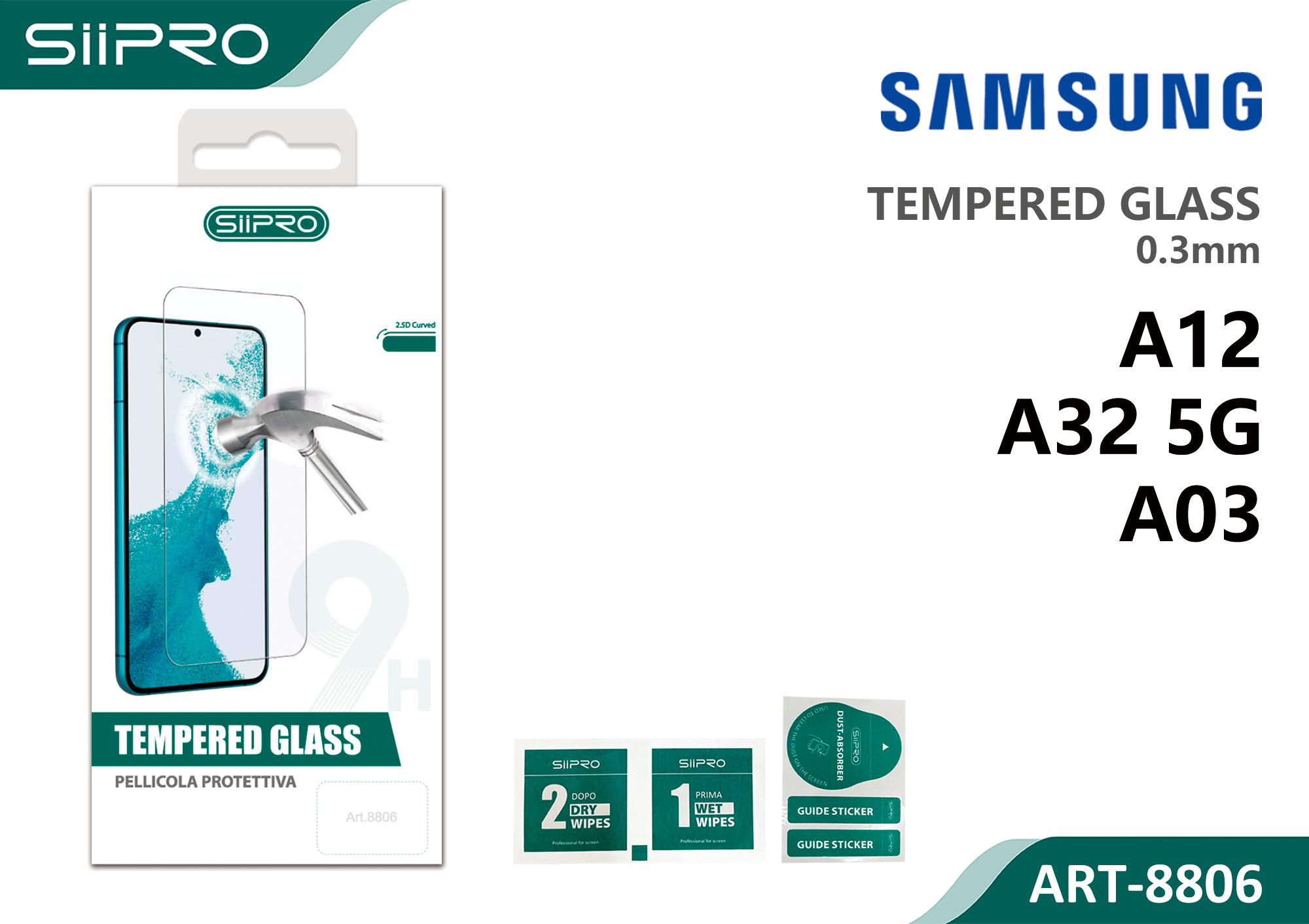 8806-A12-A32-5G-A03 TEMPERED GLASS SAMSUNG A12-A32-5G-A03 - immagine 1
