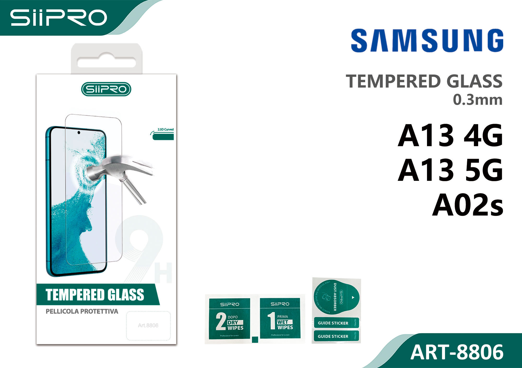 8806-A13-4G-5G-A02S TEMPERED GLASS SAMSUNG A13-4G-5G-A02S - immagine 1
