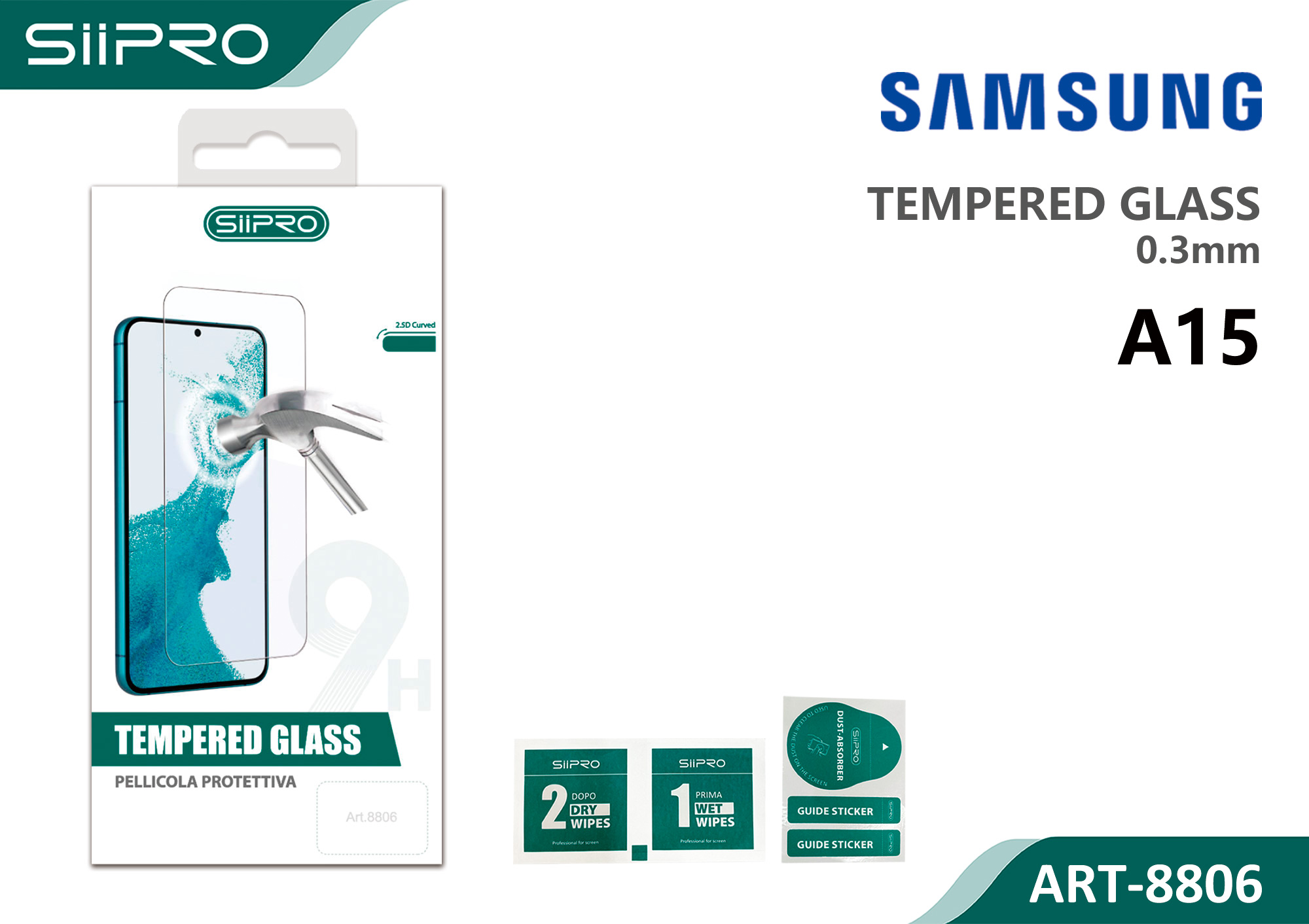8806-A15 TEMPERED GLASS SAMSUNG A15 - immagine 1