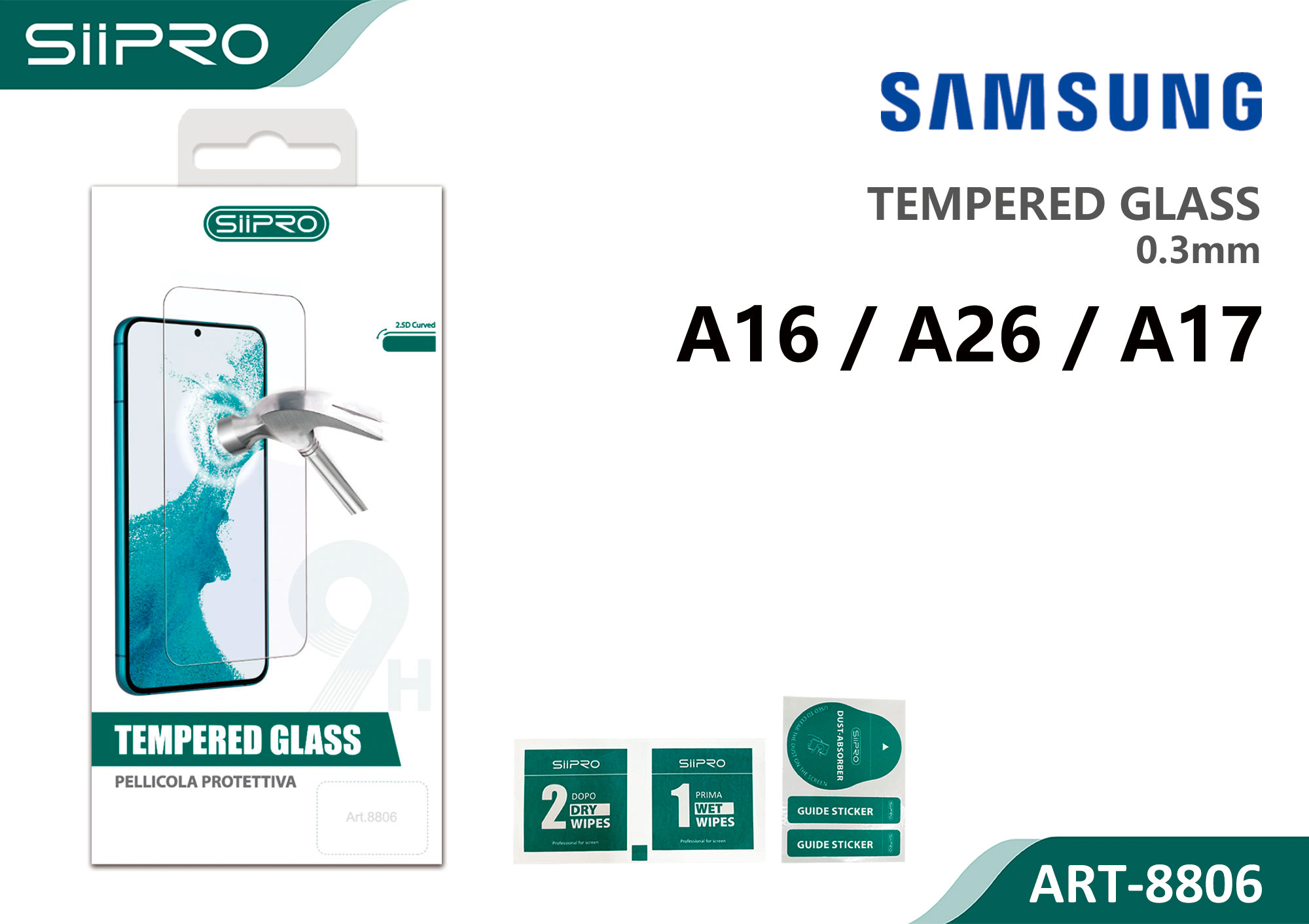 8806-A16-A26-A17 TEMPERED GLASS SAMSUNG A16-A26-A17 - immagine 1