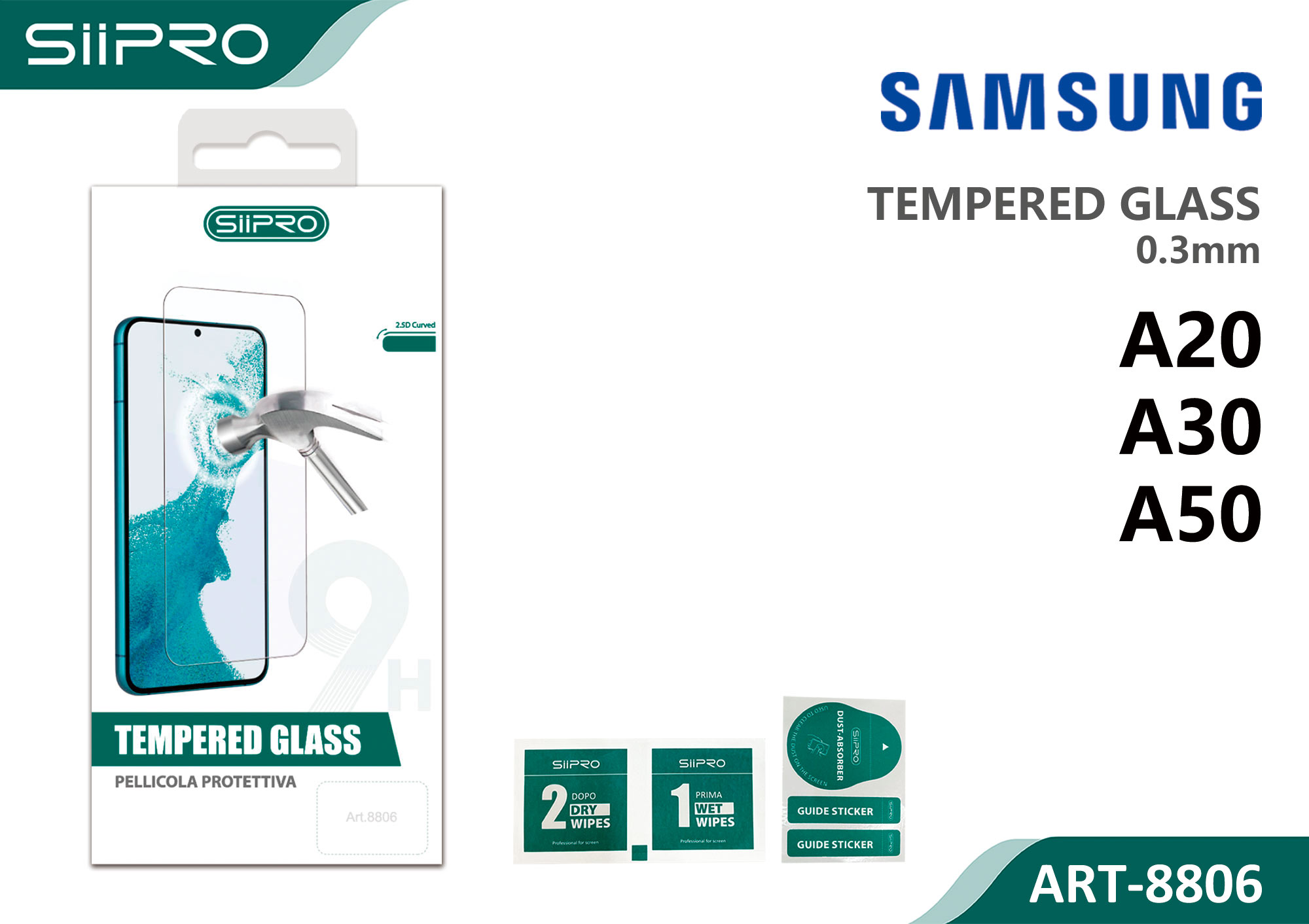 8806-A20-A30-A50 TEMPERED GLASS SAMSUNG A20-A30-A50 - immagine 1