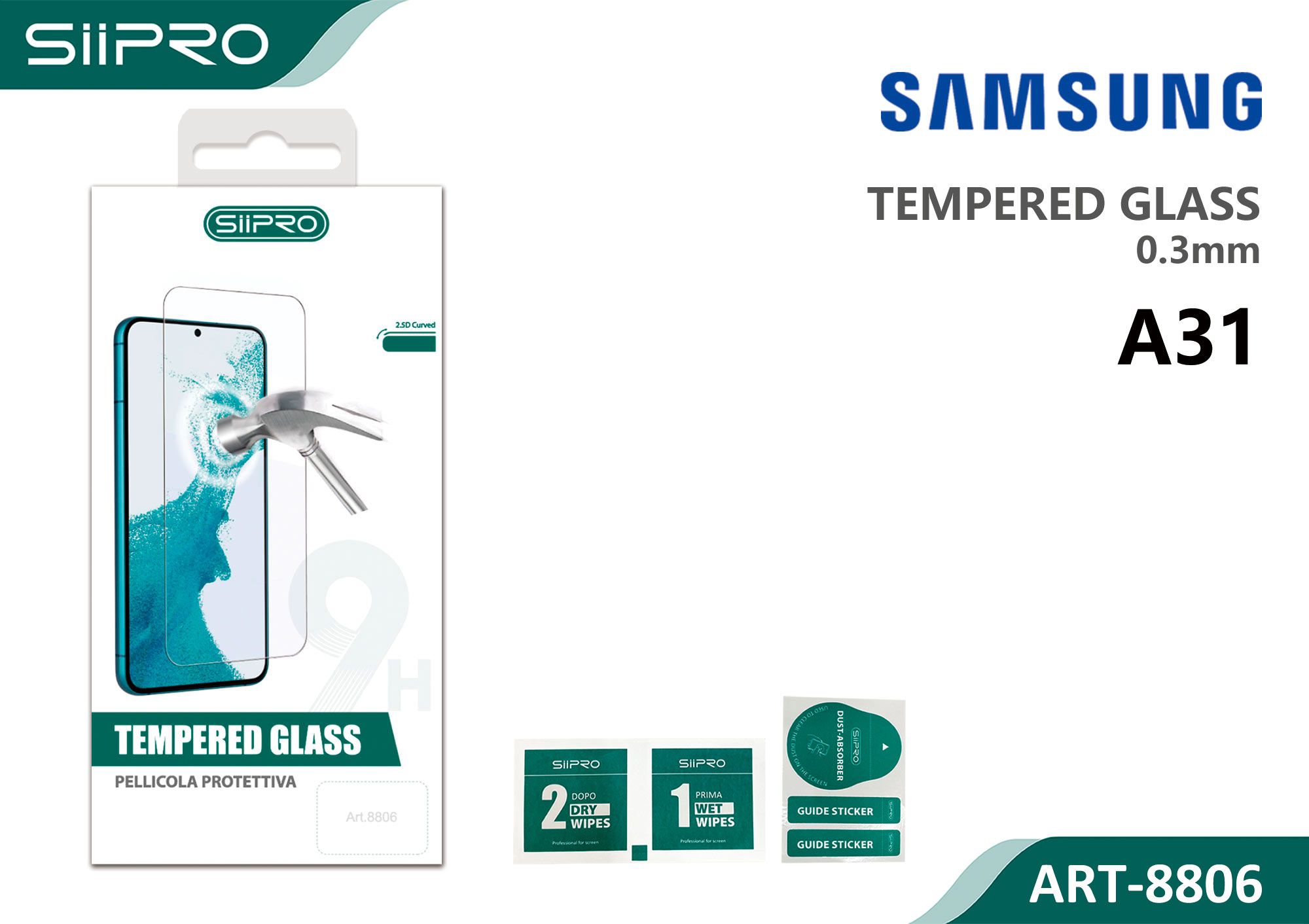 8806-A31 TEMPERED GLASS SAMSUNG A31 - immagine 1