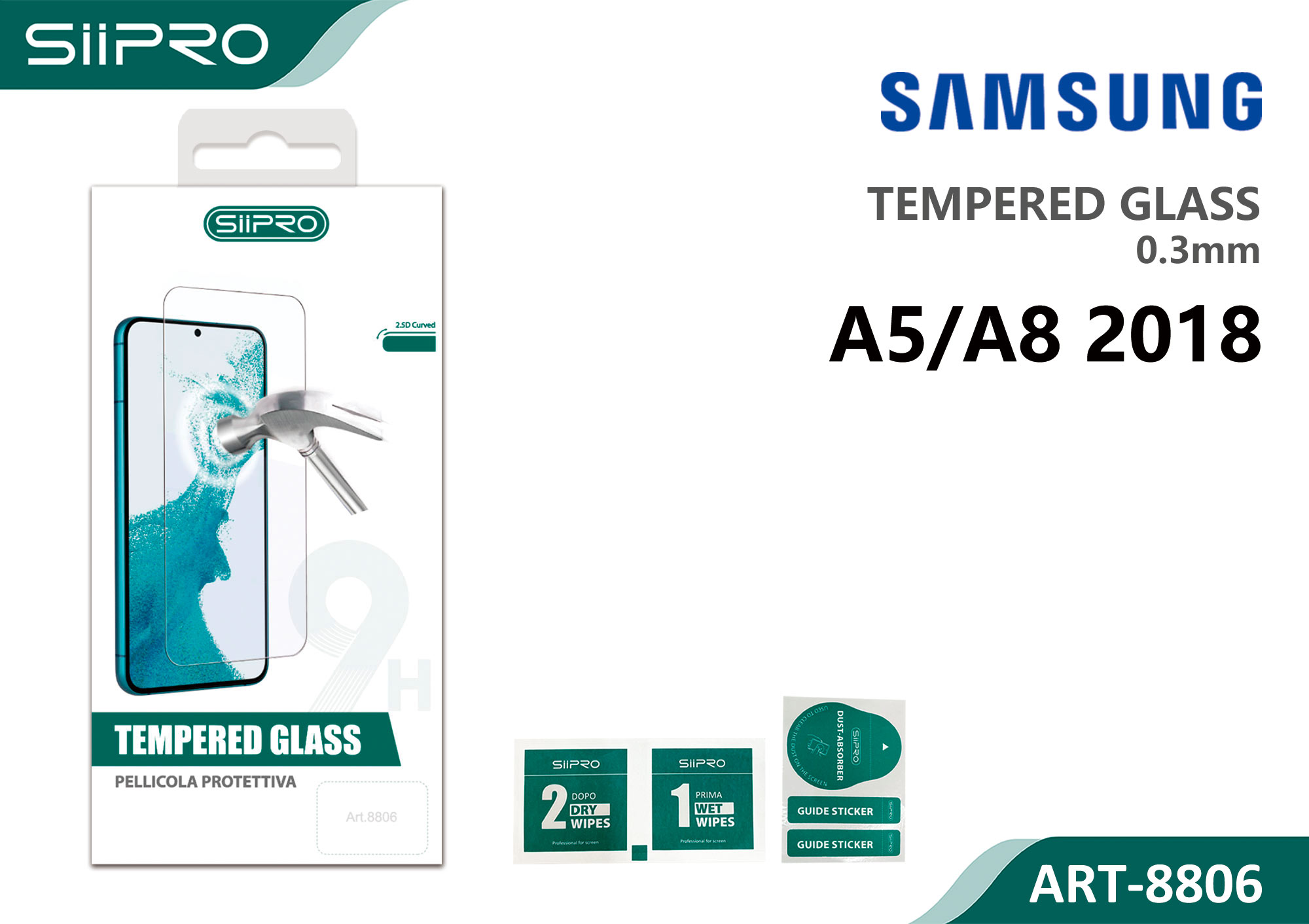 8806-A5-A82018 TEMPERED GLASS SAMSUNG A5-A82018 - immagine 1
