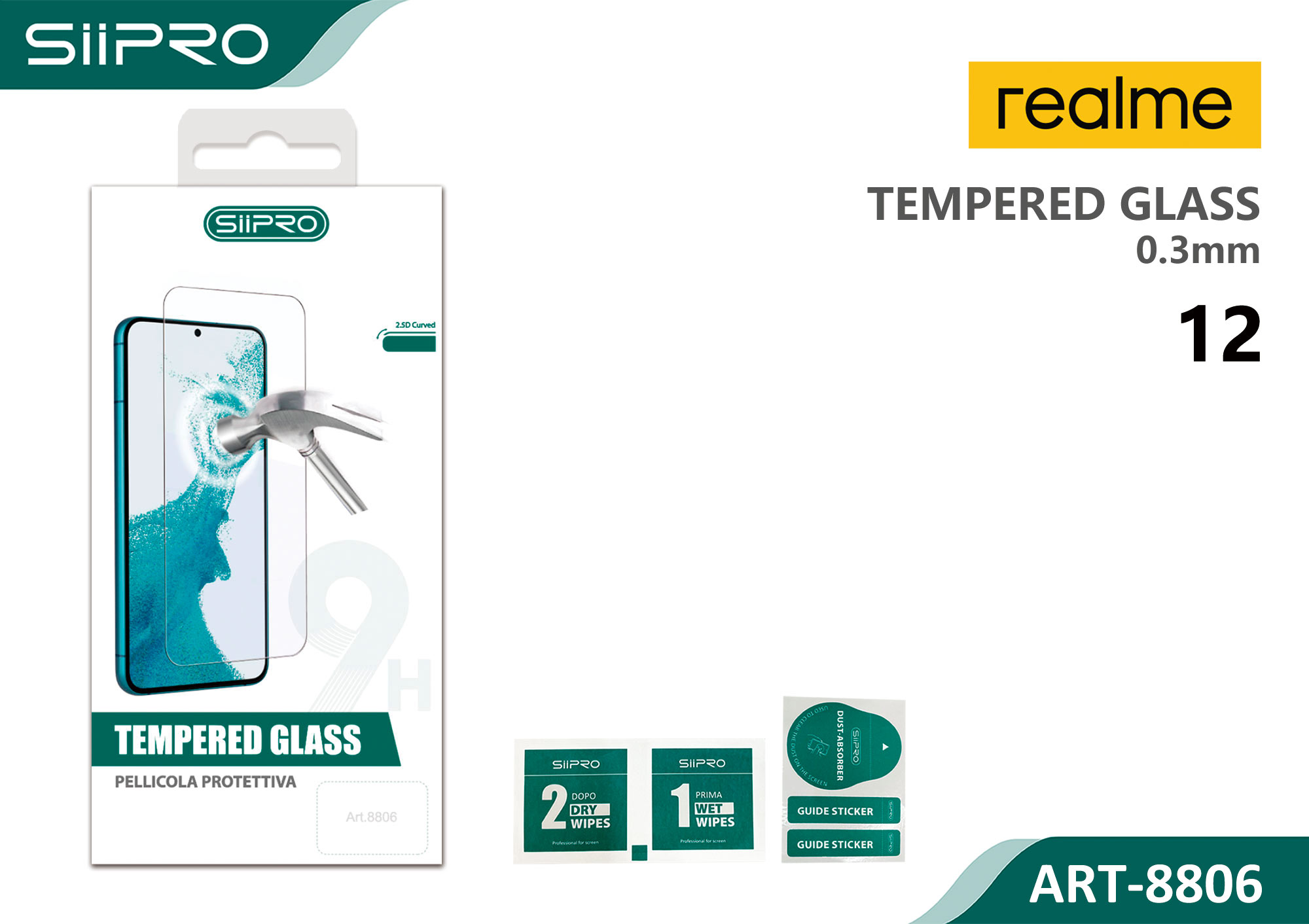 8806-REALME12 TEMPERED GLASS REALME 12 - immagine 1