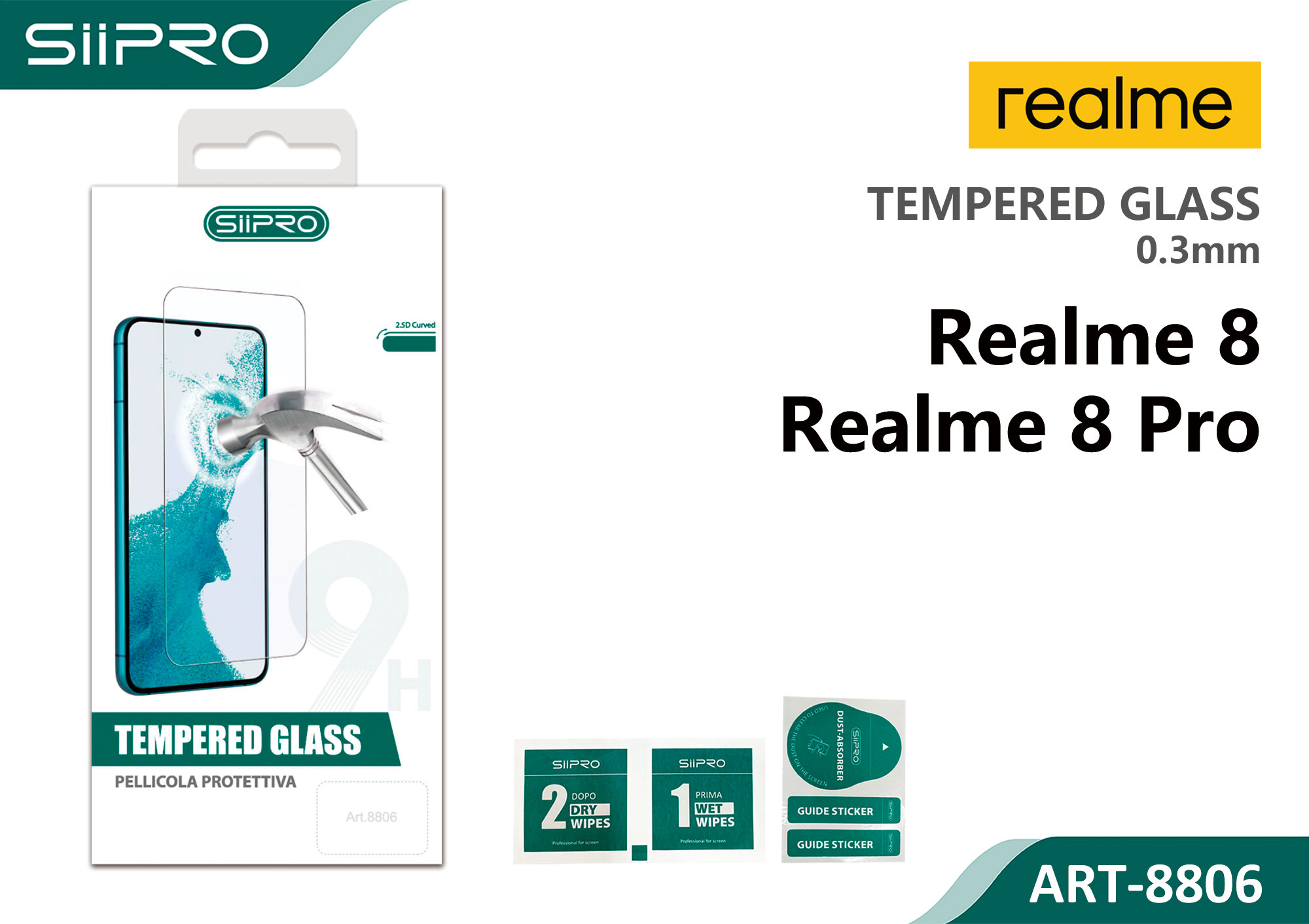 8806-REALME8-8PRO TEMPERED GLASS REALME 8-8PRO - immagine 1