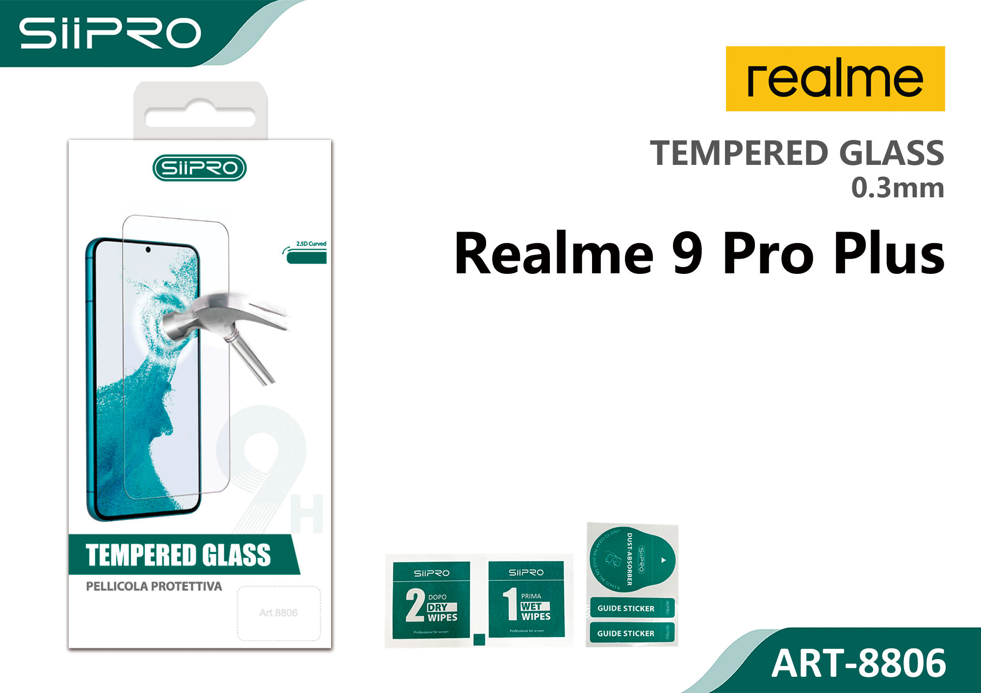 8806-REALME9PROPLUS TEMPERED GLASS REALME 9PROPLUS - immagine 1