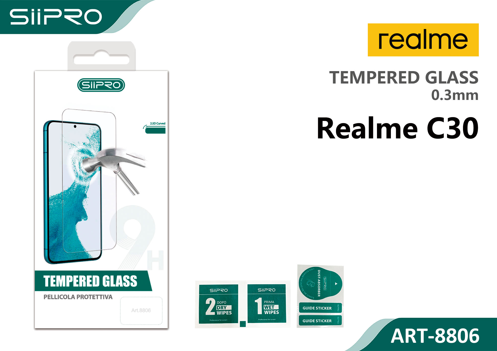 8806-REALMEC30 TEMPERED GLASS REALME C30 - immagine 1