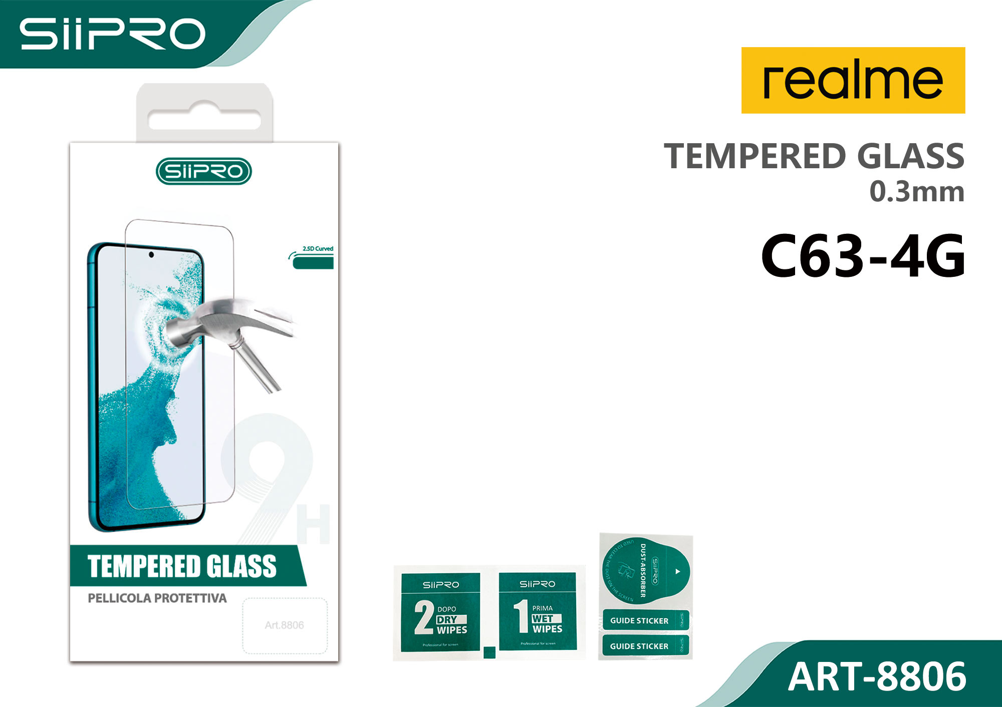 8806-REALMEC63-4G TEMPERED GLASS REALME C63-4G - immagine 1