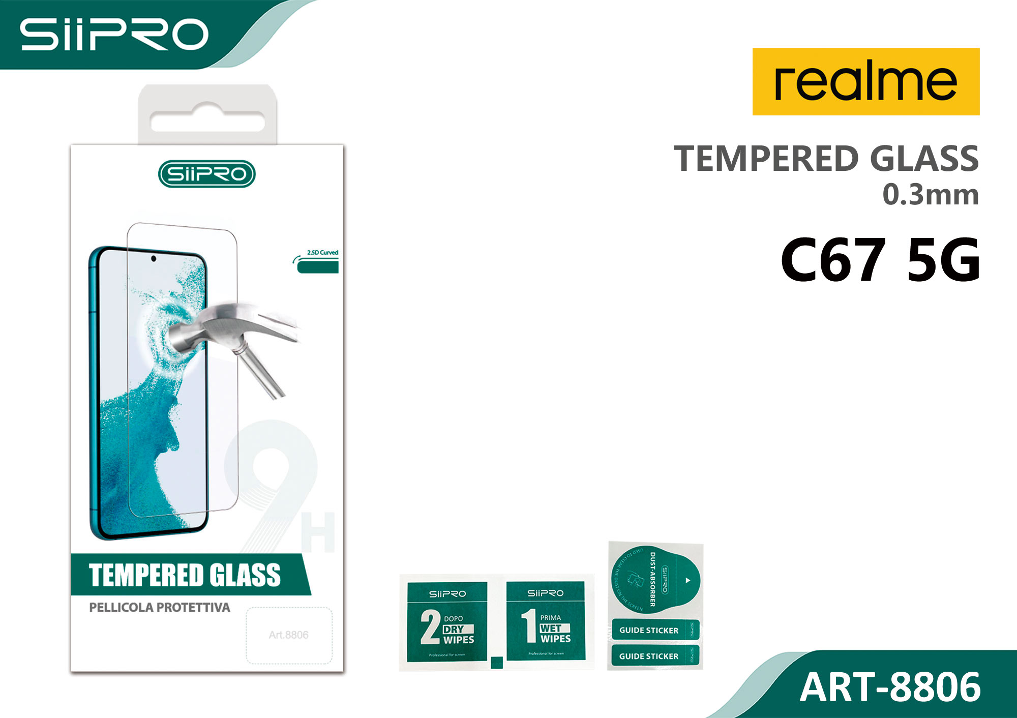 8806-REALMEC67-5G TEMPERED GLASS REALME C67-5G - immagine 1