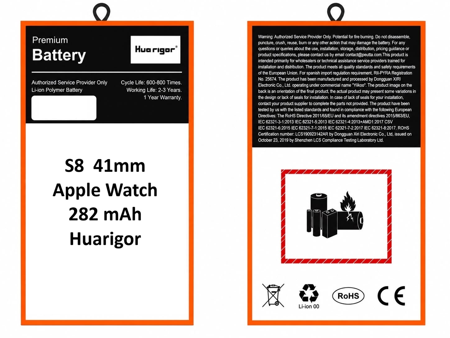 S8 41mm Apple Watch 282 mAh Huarigor S8 / 41mm Apple Watch 282 mAh - immagine 1