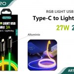 CAVO TYPE-C - LIGHTNING RGB LIGHT 3A