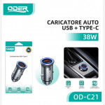 ODER OD-C21 CARICATORE AUTO UBS+TYPE-C 38W ODER OD-C21 车载充电器
