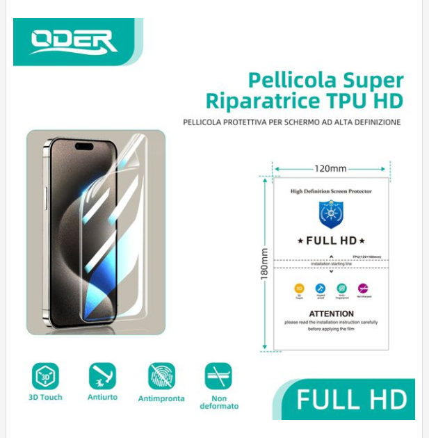 OD-58064377_OD-58064377 PELLICOLA SILICONE HD TPU 20PZ 0.15mm 水凝膜 高清TPU 20PZ 0.15mm - immagine 1