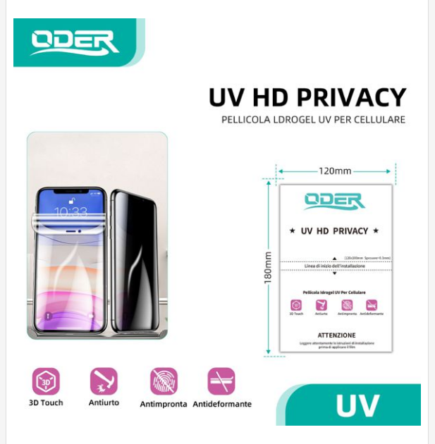 OD-58064438_OD-58064438 PELLICOLA UV HD PRIVACY 20PZ 水凝 UV高清防窥(120x180 0.3mm)20PZ - immagine 1
