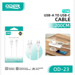 OD-23 CARICATORE A TO C 2M BIANCO OD-23 数据线 A TO C 2M 白色