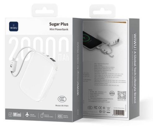 WI-07511129_WI-07511129 Wi-P091 PD20W+22.5W 20000mAh Power Bank Bianco Wi-P091 PD20W+22.5W 20000mAh 充电宝 白色 - immagine 1