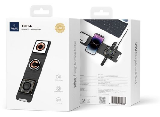 WI-95091366_WI-95091366 WIWU W-001 CARICATORE WIRELESS 3in1 NERO - immagine 1