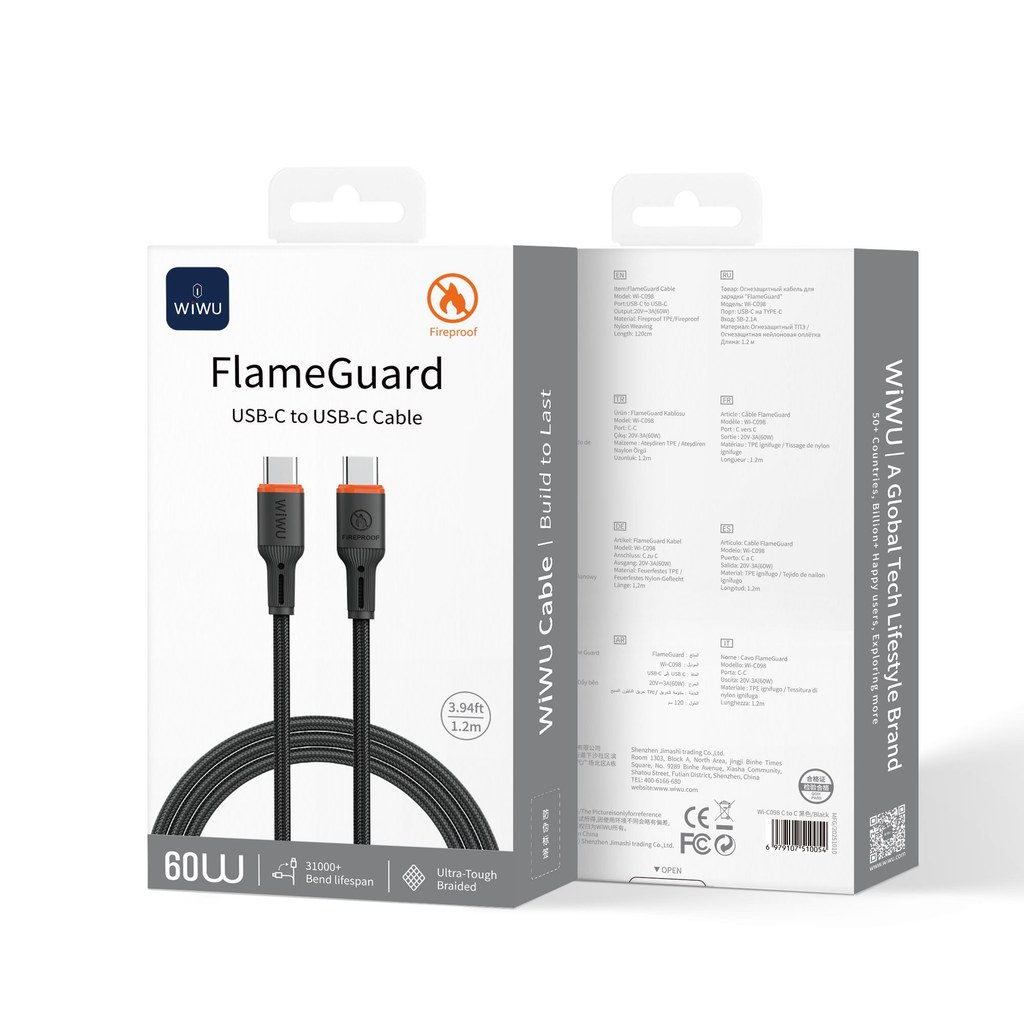3323ae849d1b489c501b3fba2b869a50 Wi-C098 C-C FlameGuard Cavo Nero - immagine 1
